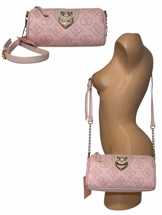 Juicy Couture Handbags - Juicy Couture Precious Moments Roll Bag Pink Clay Monogram Heart Crossbody NEW